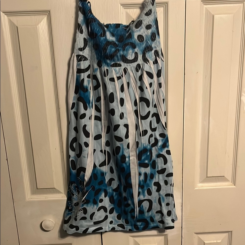Blue and Black Leopard Print Dress